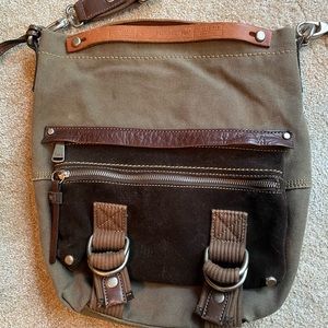 Fossil shoulder/Crossbody Canvas w/leather trim